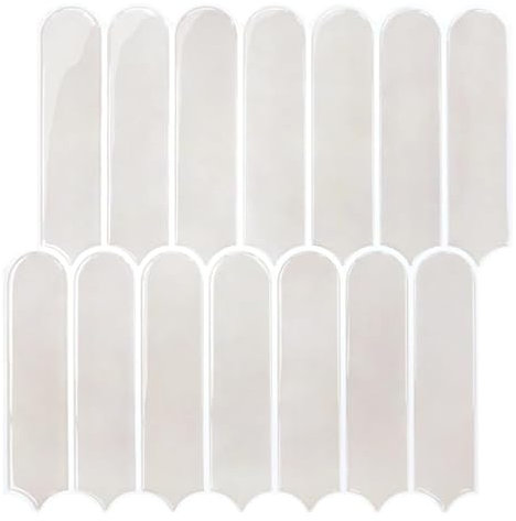Commomy Gruesas Azulejos Adhesivos Cocina, 10 Piezas, Crema Vinilo Pared Cocina Baldosas Adhesivas 3D para Pared Baño Metro, Adhesivas Fuertes, Impermeables, 30,5 x 30,5 cm