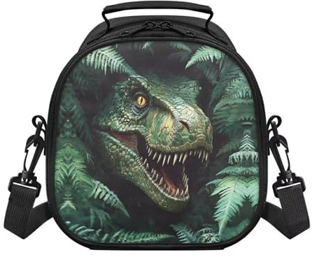 Yspwyqan Borsa termica per il pranzo con stampa di dinosauri per bambini e studenti, con stampa carina, riutilizzabile, isolata, leggera, di grande capacità, riutilizzabile, isolante, per scuola o