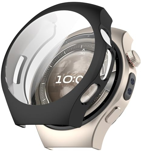 VeveXiao Protective Case Compatible with Huawei Watch 5 46mm, All-around Flexible TPU Case with Built-in Screen Protector, Soft Frame & Shockproof Cover Smartwatch Black 46mm