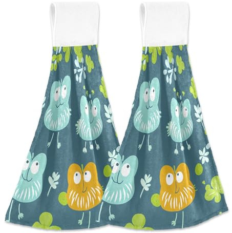 tplaotee Four-Leave Clover Funny Hand Towels with Button Loop 2 Pack Childs washcloths Dish Rags