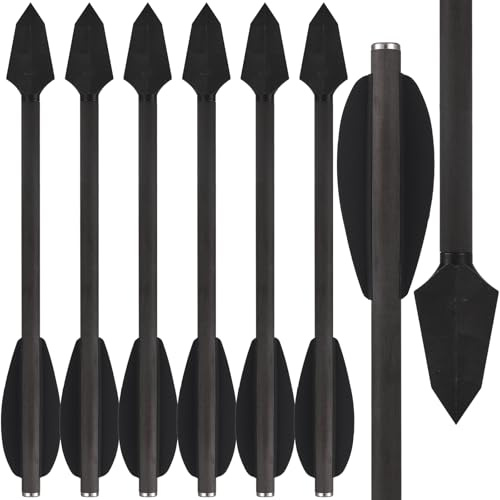 HUNTSPM 6,3 Carbon Pistolenarmbrust Bolzen Pfeile mit Jagdspitzen Jagdpfeile, Carbon Armbrustbolzen Armbrustpfeile für 50 lb / 110lb Pistole Armbrust Präzisionsziel Jagd