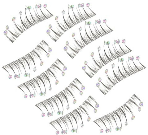 Mikinona 10pcs False Eyelashes Rhinestones for Cosplay Bulk Eyelashes Strips for Makeup Natural Look Eye Lashes