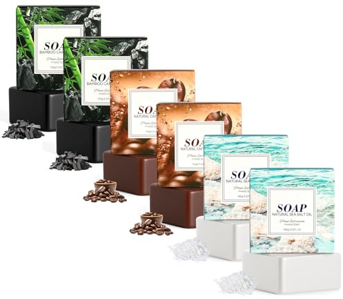 AOOWU 6 stycken tvål duschgel naturlig kosmetisk fast tvål ansiktstvål och kroppstvål kroppstvål för skonsam rengöring av hud – män och kvinnor