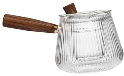 UTHCLO Teiera in Vetro e Legno per Tè Capacità Grande, Design Semplice e Contorni Puliti, Resistente al Calore, per Infusi di Frutta e Bustine
