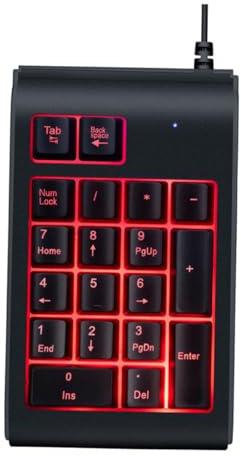 BESPORTBLE Clavier Numérique USB Mécanique à Rétroéclairage, Noir | Touches Confortables, Format Portable, Finition Plastique Lisse, Usage Lecture et Autres Activités