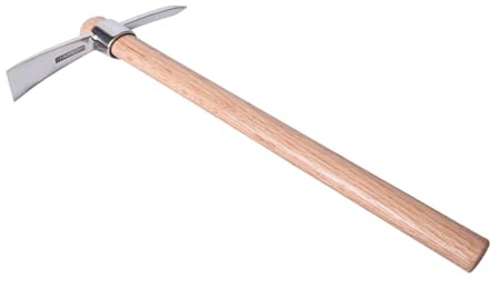 Stainless Steel Double Headed Pickaxe with Wooden Handle, Multifunctional Mattock Pickaxe for Loosening Soil Digging, Outdoor Gardening Tools (Hand Pick Mattock)