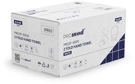 Promod Premium White Z Fold Hand Towels, 2-Ply Virgin Paper Hand Towels Disposable, Bulk 3000 Sheets (12 Packs x 250), High Absorbency & Strength, Ideal for Businesses, Offices & Healthcare