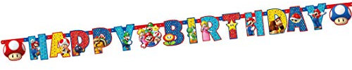 NET TOYS Buchstabengirlande Super Mario Brothers | 190 x 15 cm | Originelle Party-Deko Wimpel-Kette | Genau richtig für Kindergeburtstag & Kinderfest
