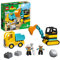 LEGO DUPLO Truck and Tracked Excavator Toy for 2+ Year Old Toddlers, Boys & Girls - Educational Set incl. 2 Construction Vehicle Toys, 2 Figures & a Boulder Brick - 10931