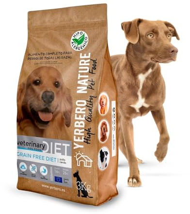 Yerbero Nature Pienso para Perros Grain Free Veterinary Diet Pollo y Cerdo Ibérico 3kg - Comida Perros Hipoalergénico sin Cereales Pollo/Cerdo Ibérico Alta Digestibilidad con Probióticos y Omega3