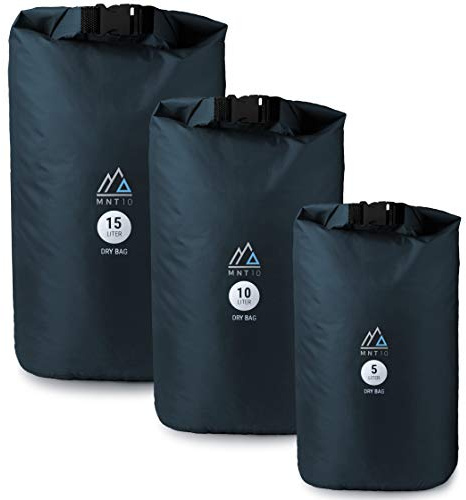 MNT10 Dry Bag Ultra-Light I Blau I Packsack in 5l, 10l, 15l I Wasserfeste Tasche Ultra-Light für Reisen und Outdoor I Trockenbeutel (Blau, Set (5L, 10L, 15L))