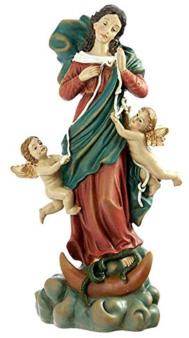 Inmaculada Romero IR Figur Jungfrau Maria Bild Desatanudos 20Cm. Angelitos Vernebeln Motiv Dekoration Harz Seil Knoten