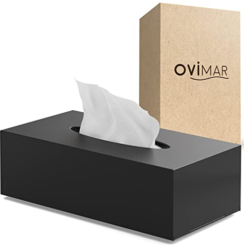 ovimar Kosmetiktücher Box Gronnoya | aus edlem Edelstahl | schwarz matt | Taschentuchspender, Papierhandtuchspender oder Kosmetiktuchspender für Bad, Küche oder Esstisch