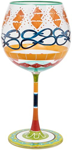 Maturi Bicchiere da gin dipinto a mano multicolore, 625 ml, in confezione regalo