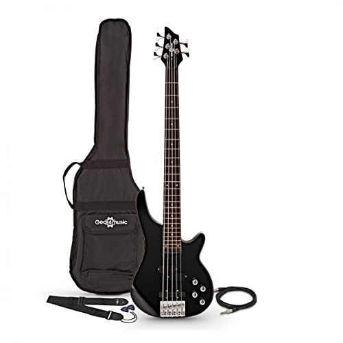 Gear4music Chicago Basso elettrico a 5 corde con accessori