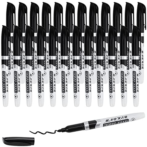 Chostky 24PCS Whiteboard Markers Pens Erasable Whiteboard Pen Black Fine Point Dry Wipe Markers for Whiteboards, Flipcharts, Pinboards, Memo Boards