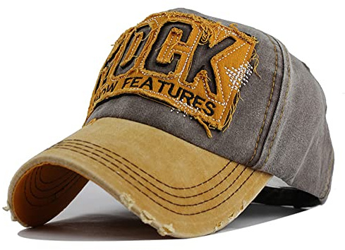 YULOONG Vintage Baseball Cap Stickerei Rock Washed Denim Trucker Cap 100% Baumwolle Sonnenhut für Männer Frauen Verstellbare Größe