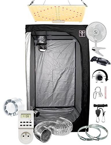SUPACROP Kit Chambre de Culture Indoor Complet 40x40x120 60x60x140cm 80x80x160cm - LED 1000W Samsung LM281B Full Spectrum avec Variateur de Puissance…