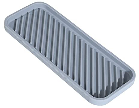 Silicone Sink Organizer Tray - Soap and Sponge Holder Drying Mat for Kitchen and Bathroom Counter