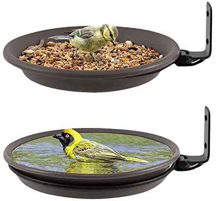 2 Stücke Vogelfutterspender Und Vogeltränke,Vogeltränken Für Den Garten,Vogeltränke Für Balkongeländer,Vogelfutterhaus Balkongeländer Rund Mit Wandhalterung,Anlocken Von Wildvögeln (Schwarz)