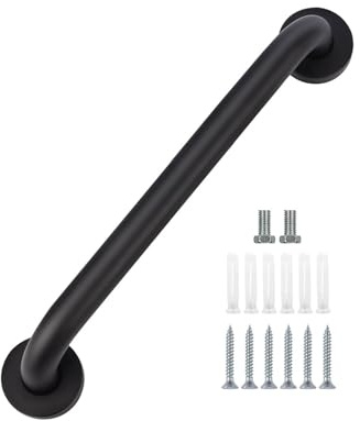 YF Dusche Haltegriff, 40 cm Edelstahl Badezimmer Haltegriff Bar, Schwarz Anti-Rutsch Dusche Haltegriff Bar Dusche Bad Handle Hand Rail Support Dusche Toilette Hilfe Balance Bar