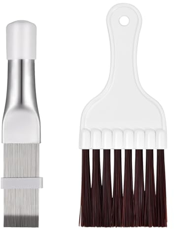 Volumoon 2 Pièces Peigne d'Aileron de Condensateur de Climatiseur, Nettoyage Climatisation Brosse, Peigne à Ailettes Acier Inoxydable, pour Nettoyer Le Radiateur, Évaporateur