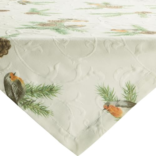 Erwin Müller Mitteldecke bügelfrei Natur-braun-grün Größe 80x80 cm