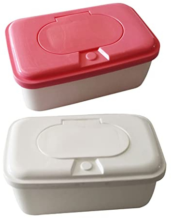 KOMBIUDA Feuchttücherbox aus Kunststoff 2 Stück Orange Nachfüllbar und Praktisch zum Tragen Geeignet für Feuchttücher und Papiertaschentücher für Badezimmer und Zufällige Farbe