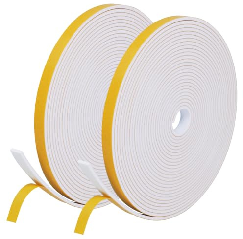 Flintronic Joint Fenetre Isolation Anti Froid, Joint Isolation pour Porte Fenêtre autocollante pour portes, Joint Fenêtre Isolation du bruit, Joint de fenêtre Joint en Mousse(12mm x 3mm x 20M, Blanc)