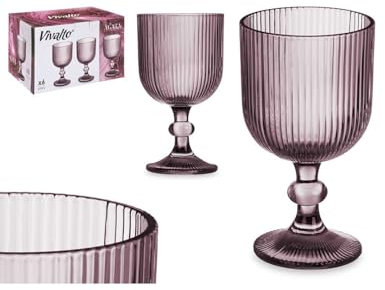 Copa de Vino Rayas Rosa Vidrio 260 ml (6 Unidades)