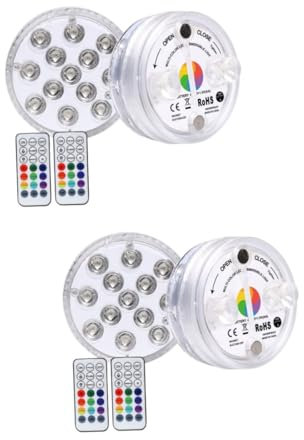 Kisangel 2piezas Luces Led Sumergibles Prueba De Agua Para Decoración De Piscinas y Fuentes Lámpara De Candelas Agua Control Remoto Luces