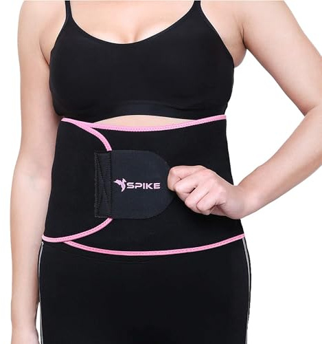 SPIKE Cinturón delgado para hombres y mujeres, moldeador de abdomen, moldeador de cuerpo, sauna, entrenador de cintura, cinturón de sudor ajustable, Spike Sweat Slim Belt Rosa, talla única