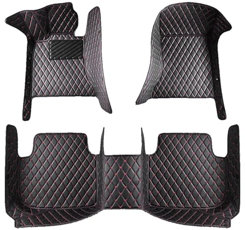 SKEPPY Leder Auto Fußmatten Für Opel Adam 2012, Nach Maß VollstäNdige Abdeckung Teppich Allwetter wasserdichte rutschfeste Tragen Bodenmatte Automatten ZubehöR,C/Black Red