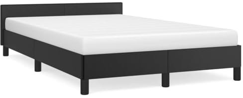 Tidyard Bettgestell mit Kopfteil Futonbett Bett Holz Doppelbett/Einzelbett Futonbetten Komfortbett Bettrahmen Schlafzimmerbett Schwarz 120x190 cm Kunstleder