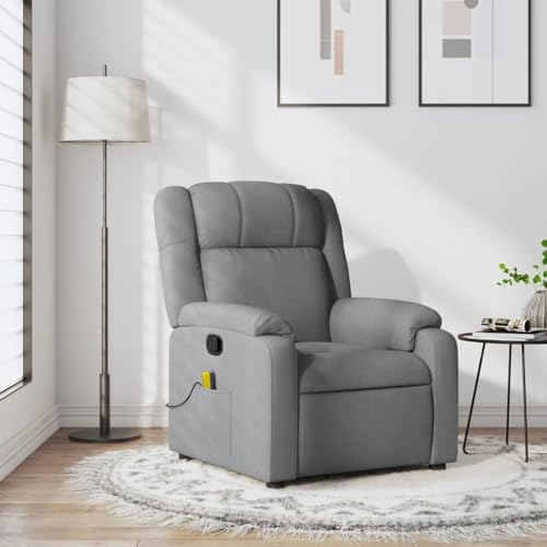 Homgoday Massagesessel Fernsehsessel Relaxsessel Ruhesessel mit Liegefunktion Liegesessel TV Sessel Verstellbare Rückenlehne, für Wohnzimmer Hellgrau Stoff