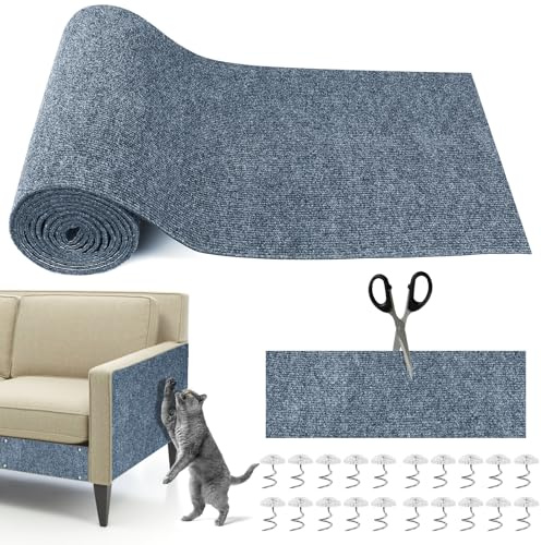 300×40cm Self Adhesive Cat Scratching Mat, Cat Scratch Protectors for Sofa, Anti Scratch Furniture Protector, DIY Cuttable Scratch Pad 20 Screws for Sofas, Walls, Floor, Carpet