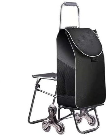 Treppensteigen Einkaufstrolley Shoppingtrolley Einkaufswagen Mit 6 Rädern Und Sitz Für Ältere Menschen, Tragbarer, Zusammenklappbarer Einkaufswagen Mit Einkaufstasche Für Lebensmittel, Treppen Einkauf