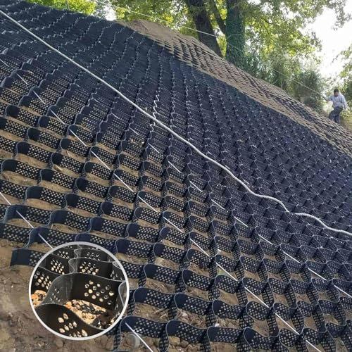 Bodengitter, 2 tiefen, durchlässiges Stabilisierungssystem für Höfe, Gehwege, Schuppen, leichte Fahrzeuge, Einfahrten, Parkplätze, Gras und Kies, Stärke 855 kg/m², Größe: 2 x 3 m