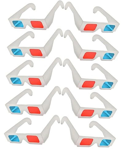 BELLIFFY 10 Stück 3D-Brillen aus Papier in Rot und Blau Bequeme und Zuverlässige 3D-filmbrillen für Zuhause für Videos und Spiele