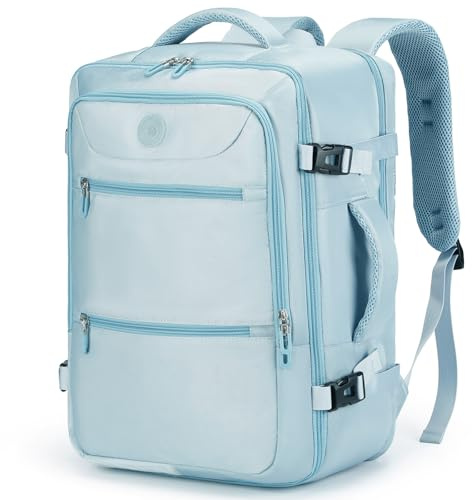 Sowaovut Travel Laptop Backpack, Extra Large High School College Backpacks, Flight Approved Daypack Business Bag Fit 17.3 inch Laptop for Men Women (Light Blue)