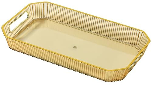 Bafnsiji Paquete de 2 bandejas de plástico para Servir, Bandeja de plástico Amarilla Grande, Bandeja Rectangular de plástico para Servir con asa, bandejas para Servir Comida rápida