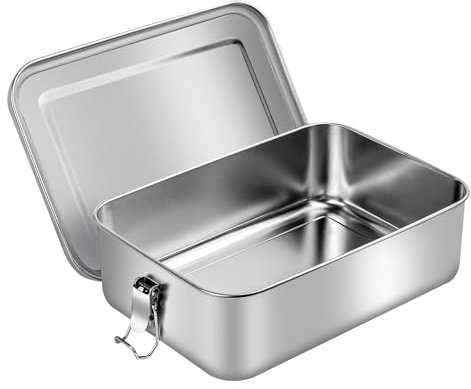 QUTHZZHY Brotdose Edelstahl, 550ml Lunchbox Auslaufsicher, Lunchbox Brotdose Edelstahl, Brotdose Metall Brotzeitdose, Hhaltige, Design Schnappverschlüssen, für Erwachsene & Kinder(550ML)