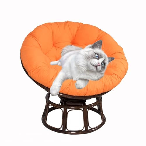 Ergonomischer Papasansessel aus Weidengeflecht mit weichem Kissen, rundes Eierstuhl-Kissen für Wohnzimmer, Schlafzimmer, Lesezimmer, maschinenwaschbar, Schaukelstuhl-Pads mit Bezug mit Reißverschluss,