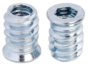 50 tuercas para atornillar M6 x 10 mm,casquillos roscados para madera,insertos roscados para madera de acero inoxidable 304,tuerca hexagonal para muebles de madera,madera plateada