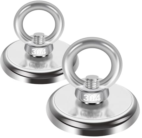 2 Piezas Imán anular de Neodimio, 55Kg Fuerza de Tracción Imanes Neodimio Potentes Redondo con Perno de Ojo de Elevación para Hogar, Taller, Pesca en el Agua, 36 mm de Diámetro