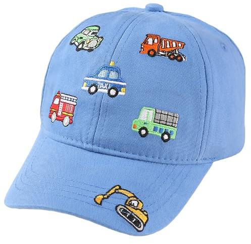 SEAUR Basecap barn pojkar flickor 3–8 år tecknad keps justerbar basebollkeps bomull basebollkeps småbarn Cappy Cap 52–54 cm, blå, one size