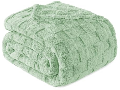 Exclusivo Mezcla Kuscheldecke Flauschig 150x200 cm Fleecedecke Sofadecke | Weich, Leicht, Atmungsaktiv, Karierte Decke, Bett, Sofa, kuschelig, Wohndecke, Bettüberwurf, alle Jahreszeiten, Salbeigrün