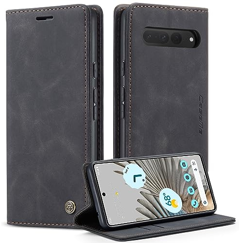 Monweicz Handyhülle für Google Pixel 7 Pro Hülle Premium Lederhülle Klappbar Flip Case Tasche Magnet Kartenfach Standfunktion Klapphülle Schutzhülle für Google Pixel 7 Pro - Schwarz