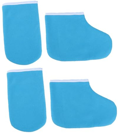 Mikikit Set Guanti e Copripiedi per Terapia alla Paraffina in Cotone Termico, di Guanti di Copripiedi Blu Scuro, Mantiene Calore per Idratazione Pelle, Uso Professionale e Domestico