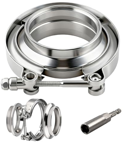 mawmuaw 57,15mm(2,25) V-Band Klemme Edelstahl mit Male und Female Flansche Auspuff Schellen Schnellverschluß V Band Schelle für Turbo Abgasrohre Auspuff Fallrohre